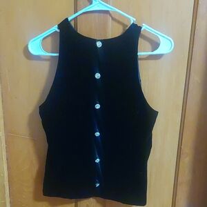 Ann Taylor Black Velvet Sleeveless Blouse